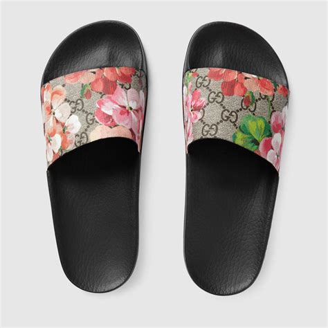 gucci slides women flowers|Gucci floral slides size 8.